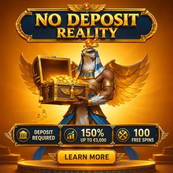 Der Sky Warden präsentiert eine No-Deposit-Bonus-Truhe im AmunRa Casino mit goldenen Münzen