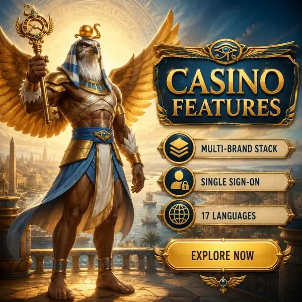 Sky Warden präsentiert goldenen Zugriffsschlüssel auf der AmunRa Casino Features-Terrasse